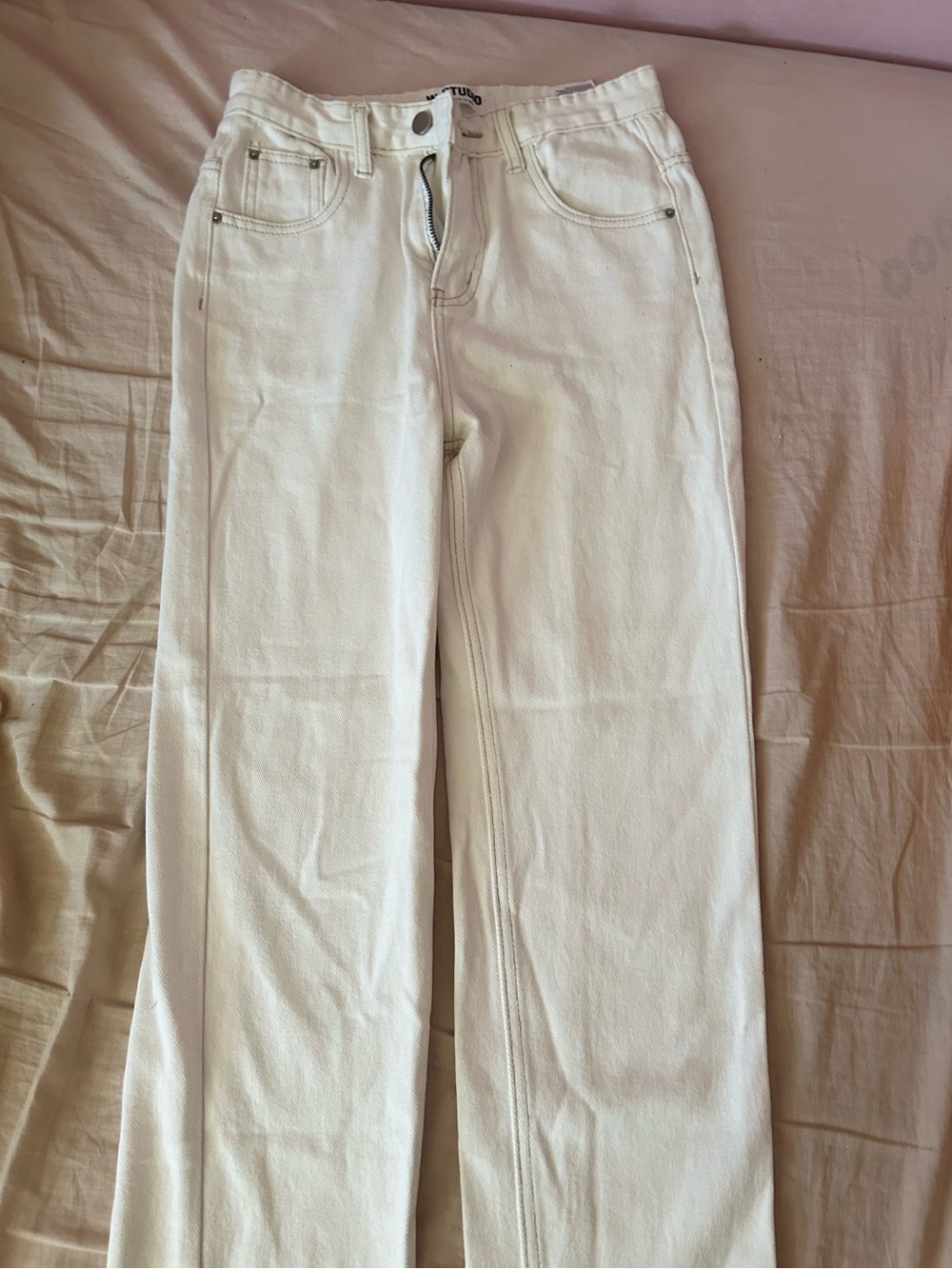 White Straight-Leg Jeans